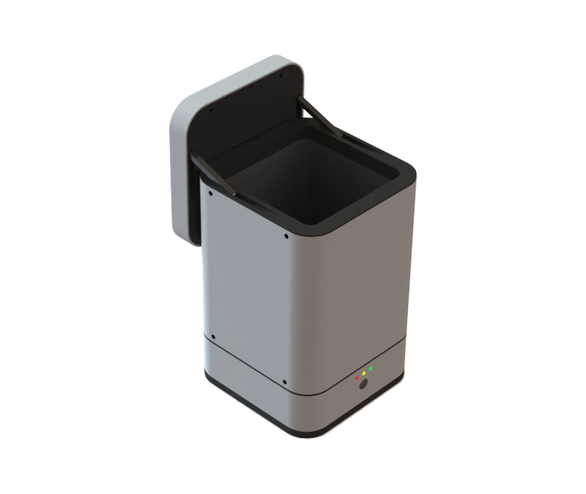 Trash Panda with the lid open, showing the chamber